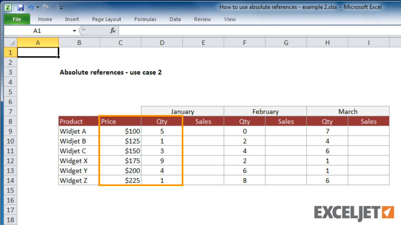 Excel Tutorial How To Use Absolute References Example 2